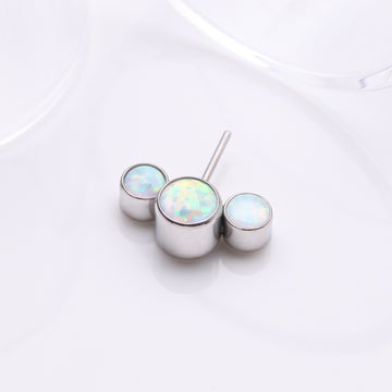 Detail View 1 of Implant Grade Titanium OneFit Threadless Triple Bubble Fire Opal Front Facing Top Part-White Opal
